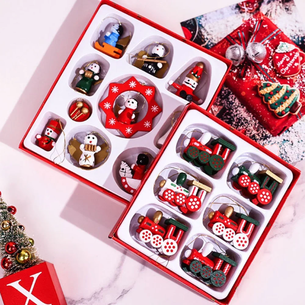 

6/4 шт. деревянный рождественский поезд, набор подвесок, елочные украшения, мини-поезд, подвесные игрушки, украшения, сувениры для рождественской вечеринки