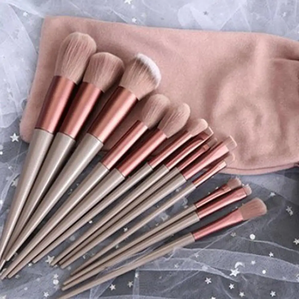 13Pcs/Set Practical Beauty Brush Set Wear-Resistant Makeup Brush Set Delicate Handle Elastic