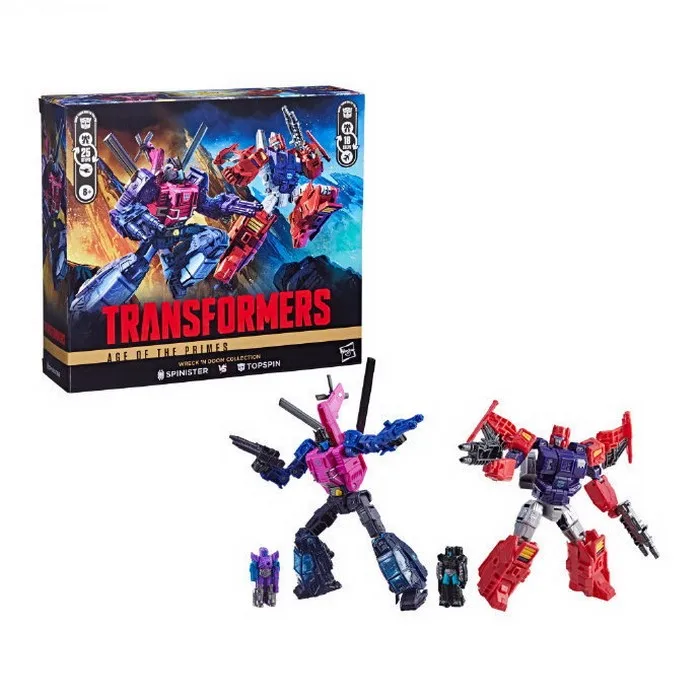 Transformers Age of the Primes Wreck n Doom Collection Topspin VS Spinister 5.5-inch Converting Action Figure 2-Pack Robot Toys