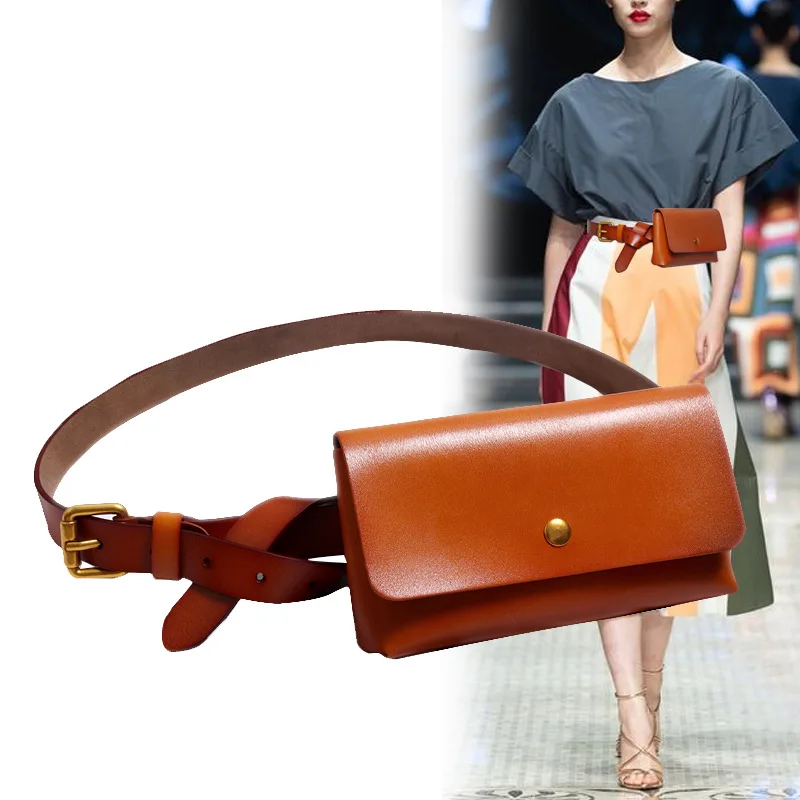 New Brand Genuine Leather Waist Bags for Women Luxury Summer Chest Bag Cute Purse Belt Bag Designer minimalist casual belt