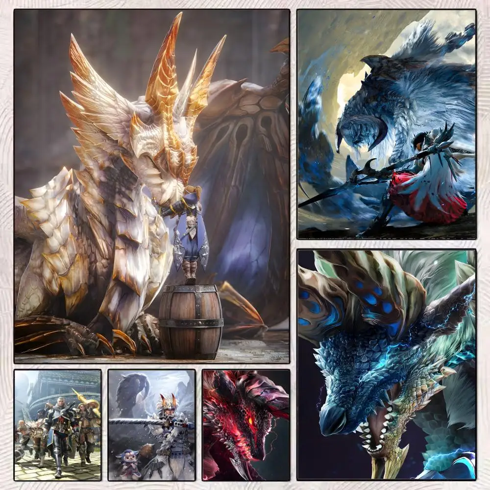 Video Game M-monster Hunter Poster Durable Painting Canvas Poster Wall Hanging Home Interior Decoration Art Mural Gift