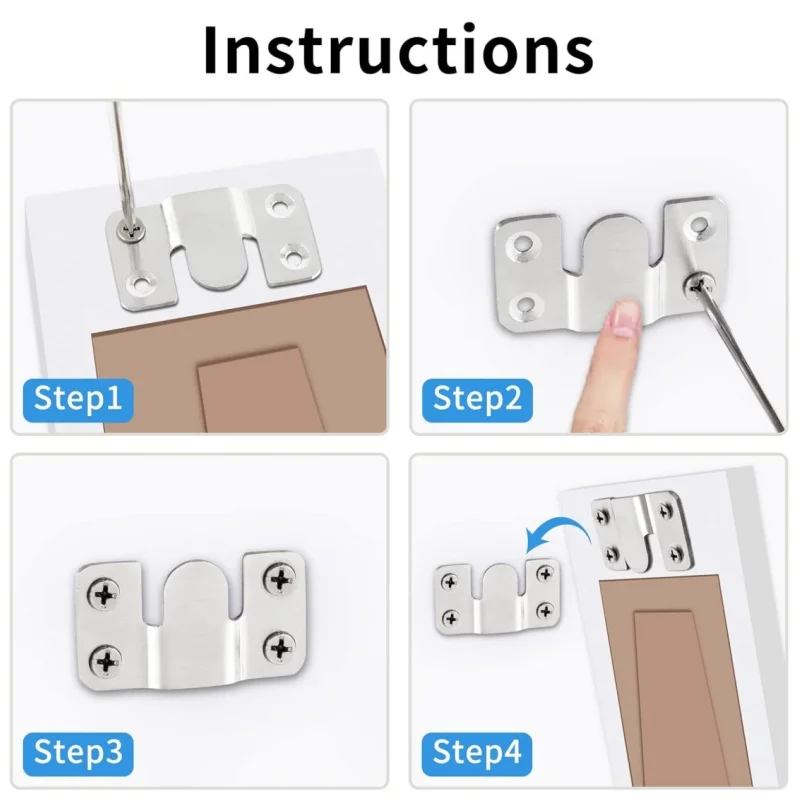 10Pcs Stainless Steel Hanging Buckles Flush Mount Brackets Insert Picture Frame Hanging Buckle Z Clip Furniture Connector Hooks