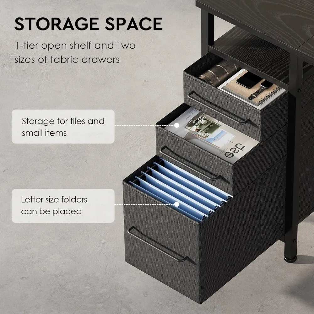 Compact 40 Inch Desk with Drawers and Shelves - Small Writing Desk for Home Office Storage Solutions