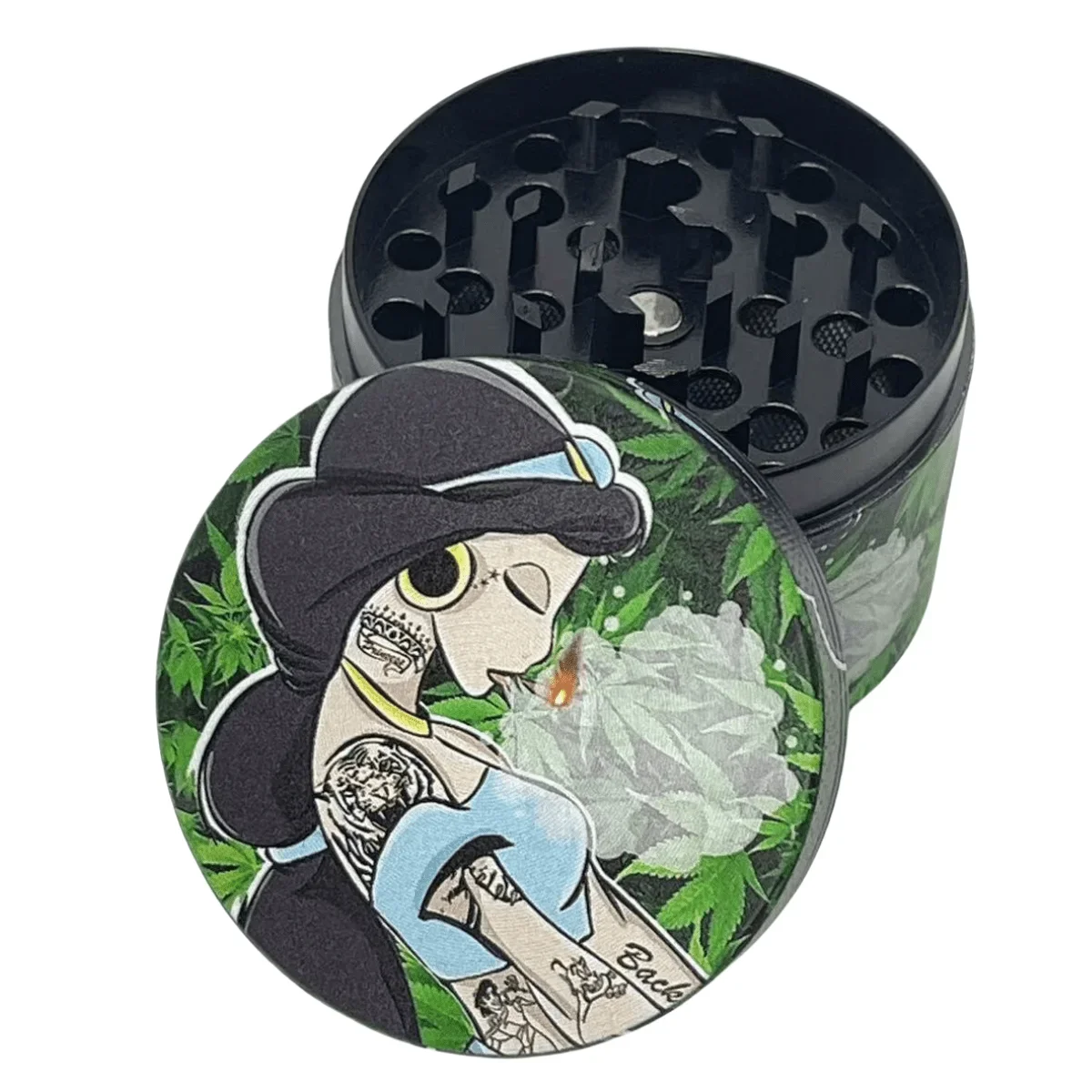 50mm Metal Cartoon Gril Herb Grinder 4-Layer Spice Pepper Mill Raw Grass Mortar Tobacco Grinder Smoking Accessories Kitchen Tool