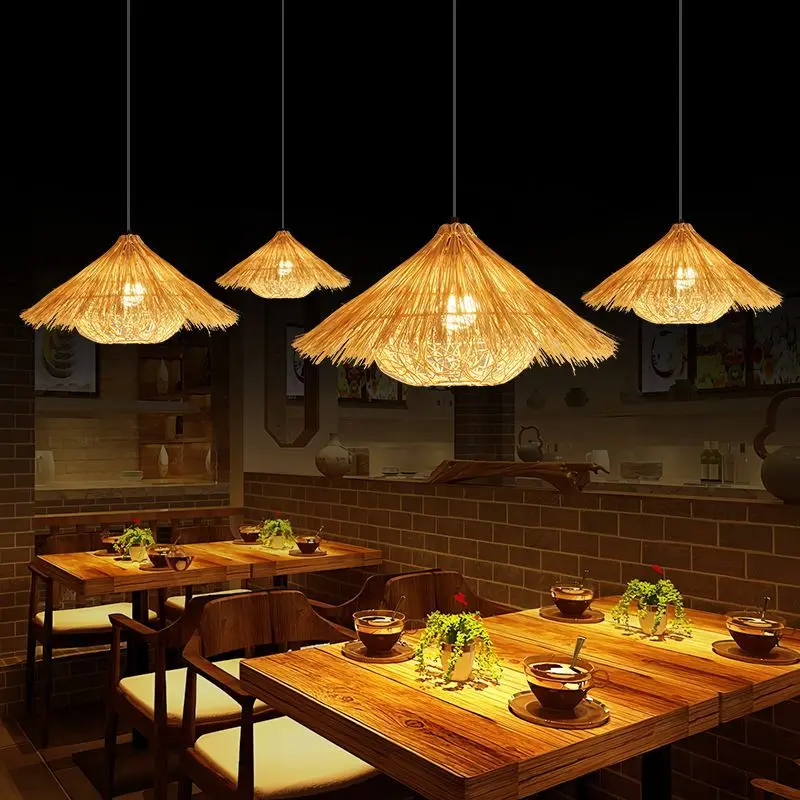 

Modern Creative Wicker Weaving Art Straw Hat Pendant Light Used for Homestay Hotel Restaurant Chandelier Indoor Lighting Fixture
