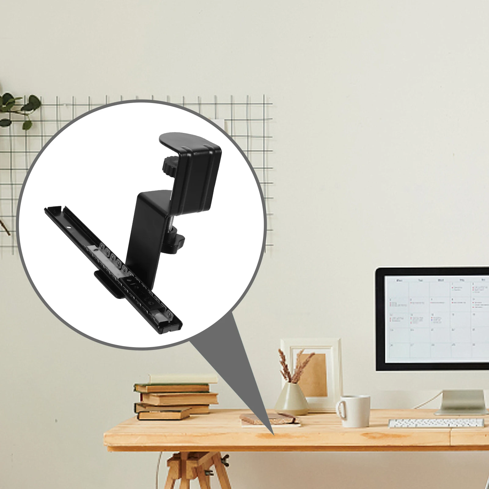 

1Set Desktop Extension Bracket Adjustable Slide Rail for Under Desk Keyboard Storage Space with Keyboard Hand Support and