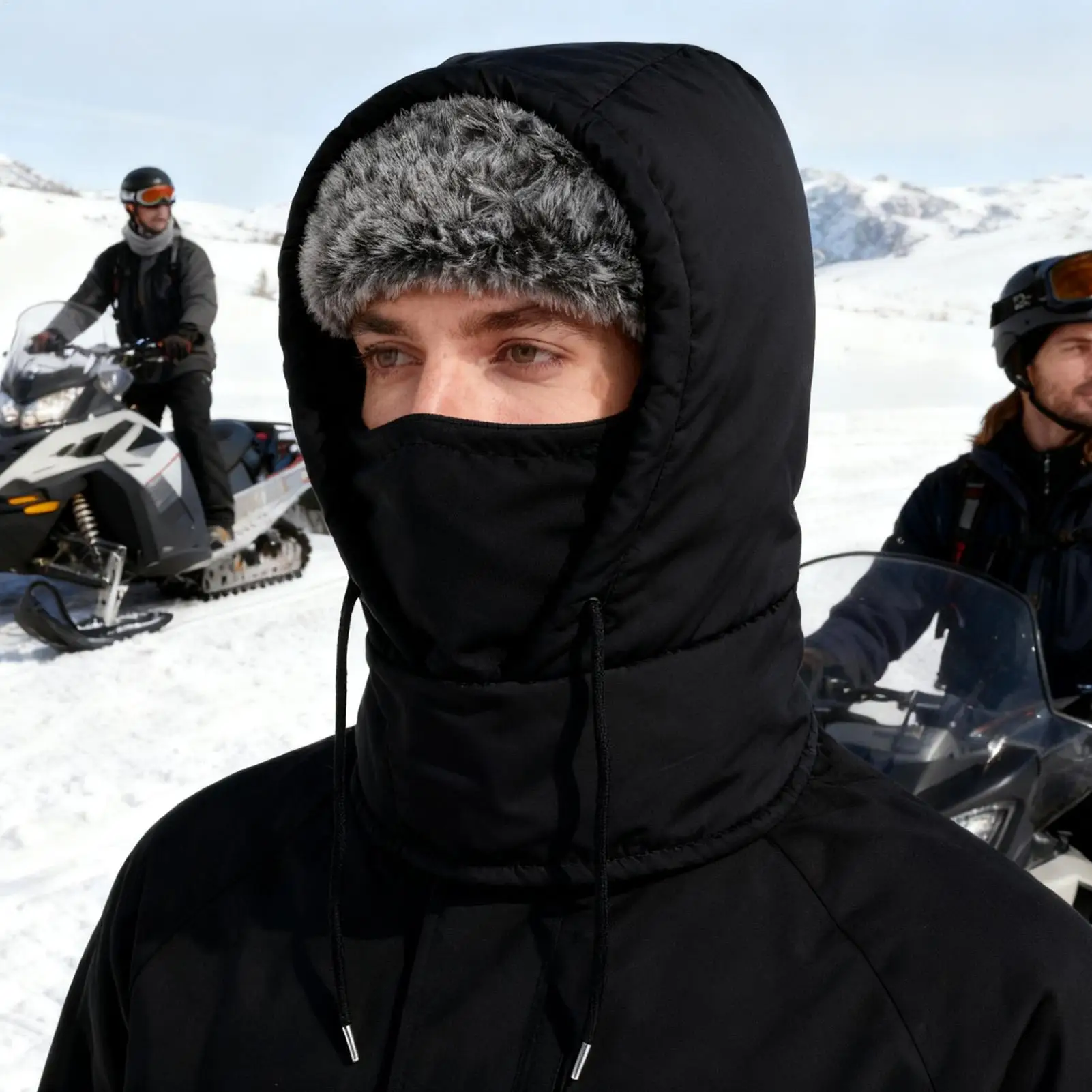 

Winter Face Cover Waterproof Neck Warmer Winter Adjustable Skiing Hooded Hat For Runners Cyclists Women Motorcycle Cycling