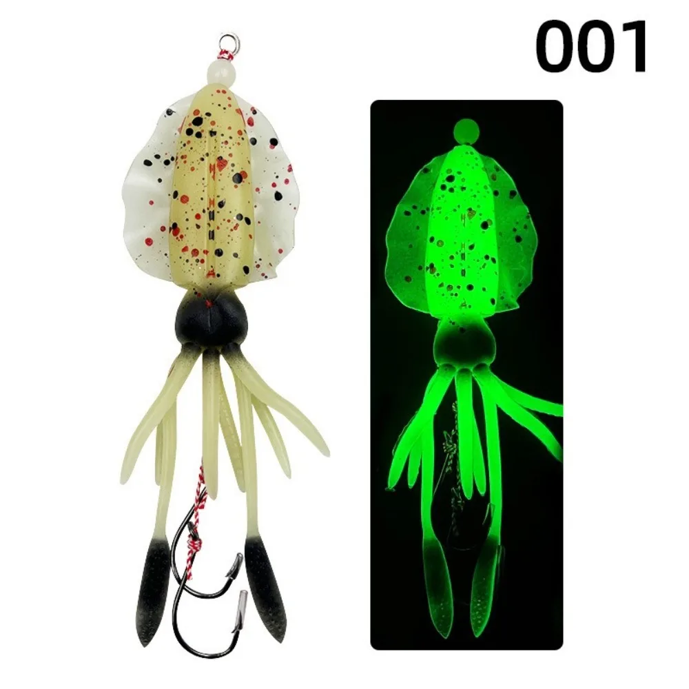 

10CM/15CM Rubber Squid Skirts Soft Material Double Hook Design Octopus Fishing Lures Luminous Feature Trolling