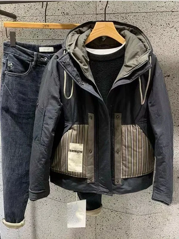 

Men's Winter Thickened Hooded Casual Cotton Jacket Anti-Cold Workwear Outerwear Pocket Design Fashionable Urban Style