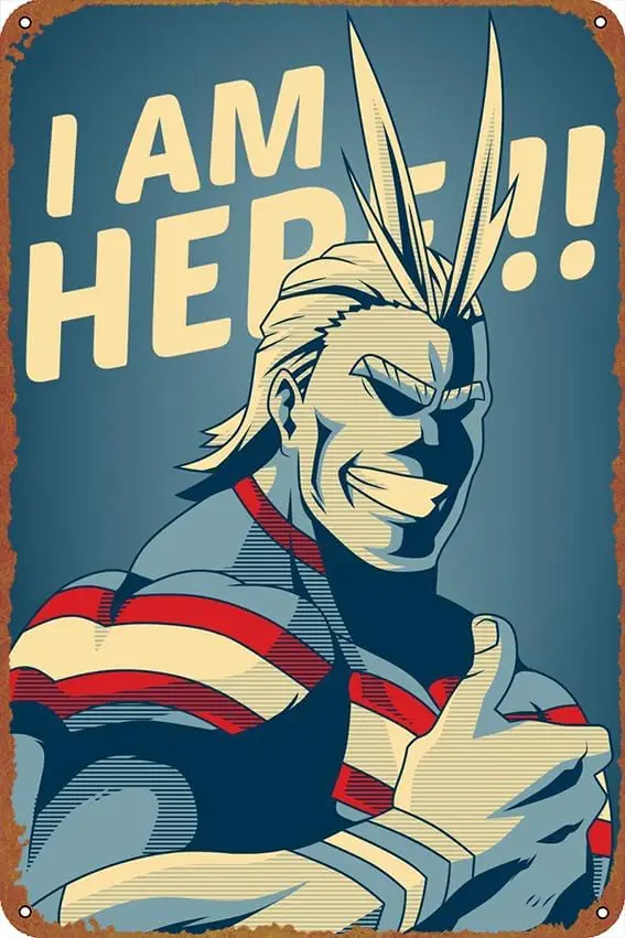 ALL MIGHT Posters Tin Metal Sign Vintage Wall Plaque Decor 8x12 Inch