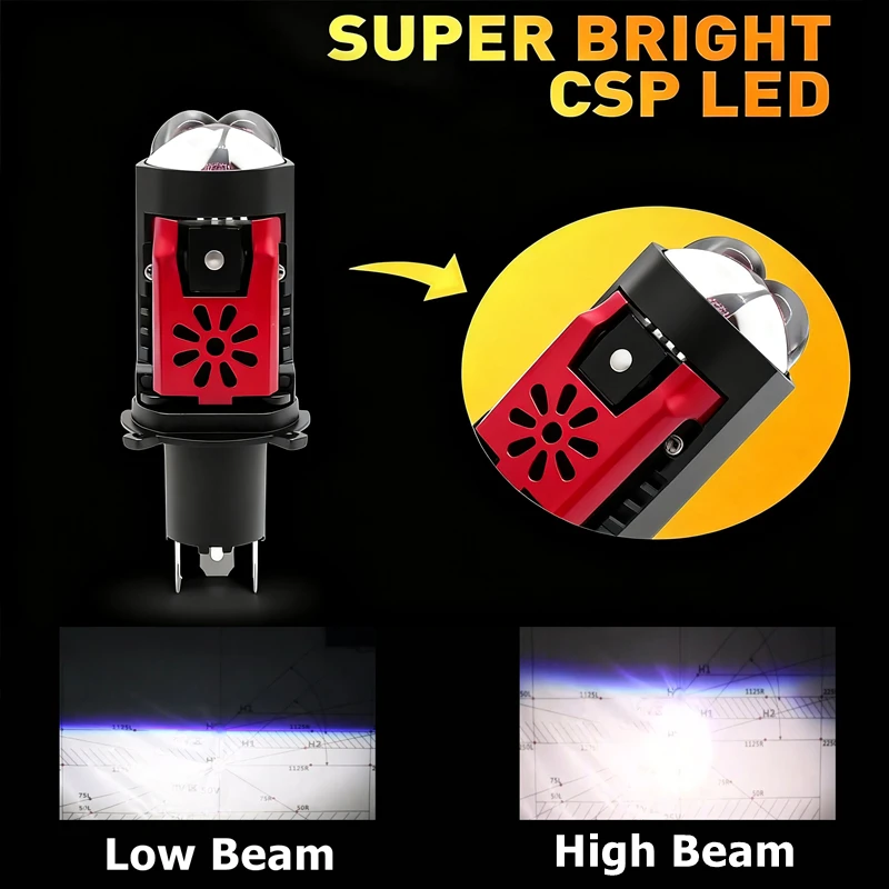 

Y10NY 120W Motorcycle Auto Car LED Headlight Globes H4 with Projector Lens HB2 9003 H4 Hi/Lo LED Headlight Bulb