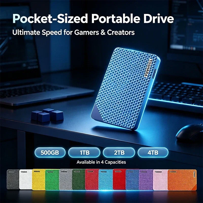NEW A3-6 Green/Navy Blue/White Portable External Hard Drive Large Capacity Storage Disk for Laptop Desktop Notebook Smartphone
