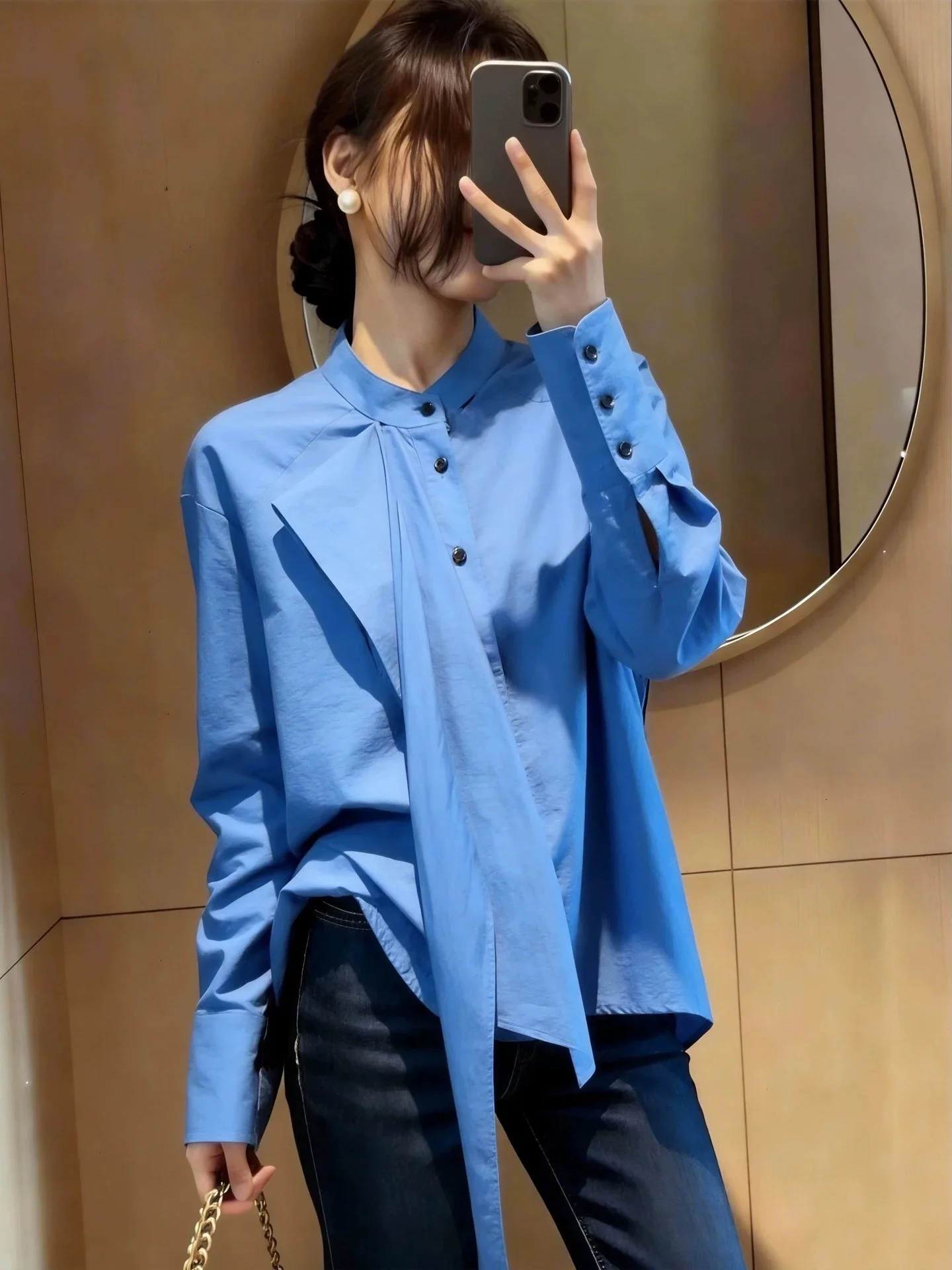 

Elegant Long Sleeve Women's Shirt Stylish Design Unique Fashionable Commute Style Polyester Material Non-deformable Button Cl...