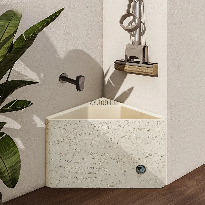 *Mop Pool Balcony Outdoor Travertine Mopping Basin Bathroom Triangle Mop Pool