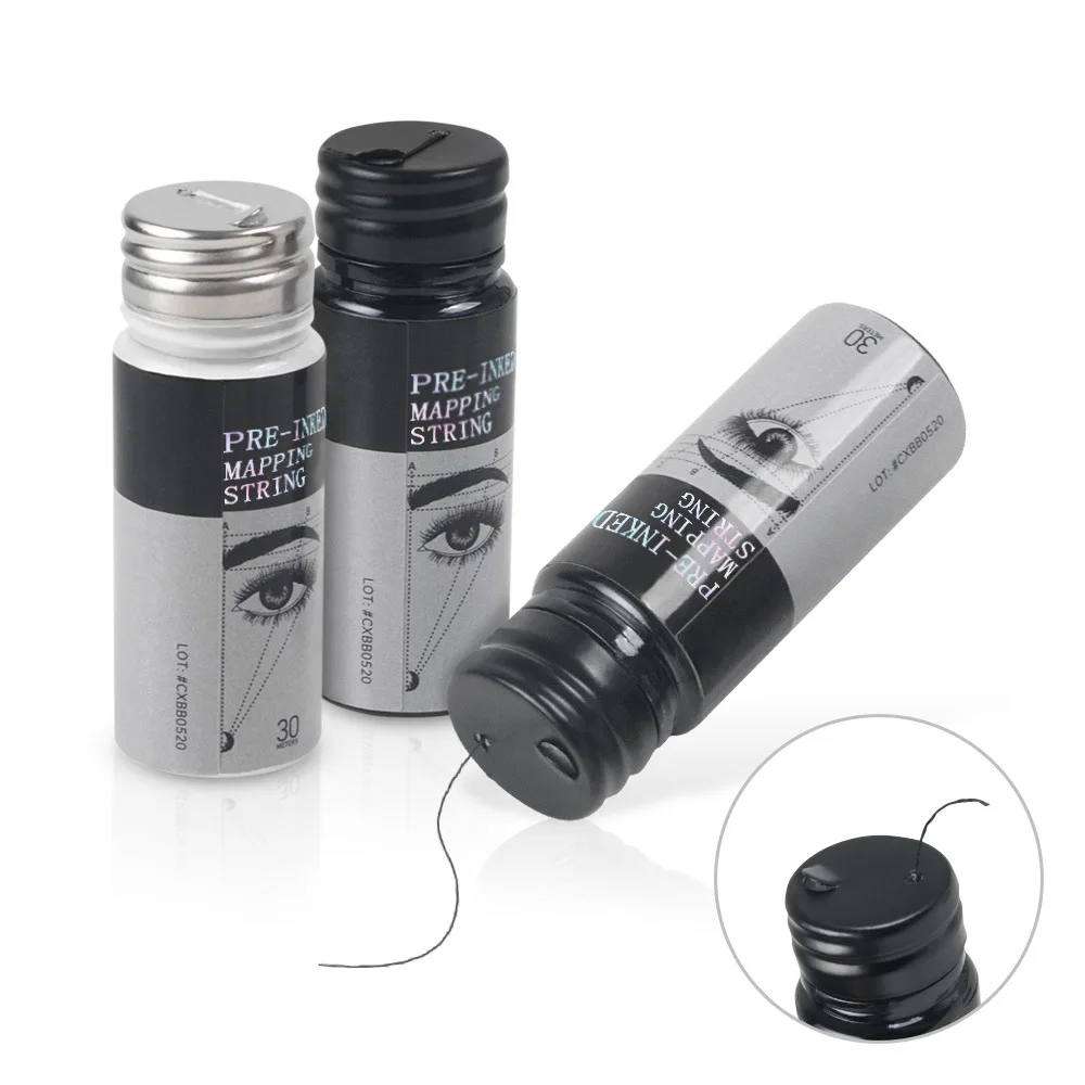 1PC 30m Black/White Microblading Mapping String Pre-Inked Eyebrow Marker Thread Tattoo Brows Pre Inked PMU Mapping String