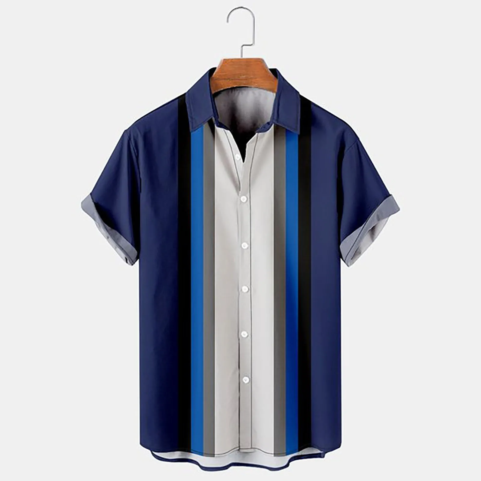 Hawaiian Men\'s Striped Shirts For Blouse Men Camisa Social Short Sleeve Casual Top Oversized Gym Clothing Fashion Male Vintage