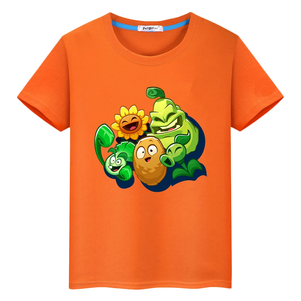 تي شيرت مطبوع عليه نباتات ضد الزومبي للأطفال الأولاد 10 سنوات ملابس أنيمي 100% قطن كاواي قصيرة فخر تي شيرت y2k قطعة واحدة ملابس الفتيات