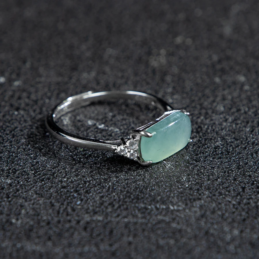 TIMESWIND أصيلة A-نوع الضوء الأزرق اليشم السرج الدائري S925 الفضة الزركون المرأة المفتوحة مجوهرات الأزياء مع شهادة #4