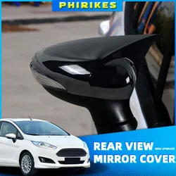Carbon Fiber Bright black Side Rearview Mirror Cover For Ford Fiesta 7 VII MK7 2010 2011 2012 2013 2014 2015 2016 2017