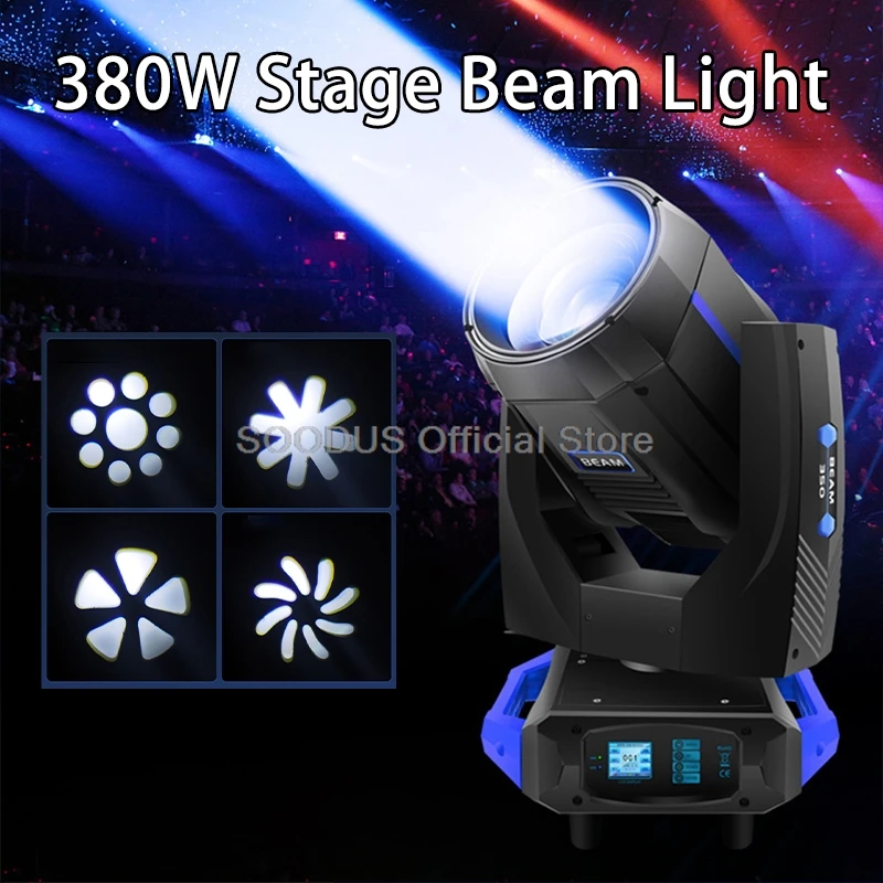 

380W Shaking Head Disco Lights with Aperture Beam Pattern LED Strobe DJ Light with Voice/DMX Control Lamp for Wedding Show Party