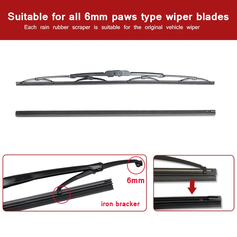 Car windscreen Wiper Blade Insert Natural Rubber Strip NR 6mm (Refill) 14\