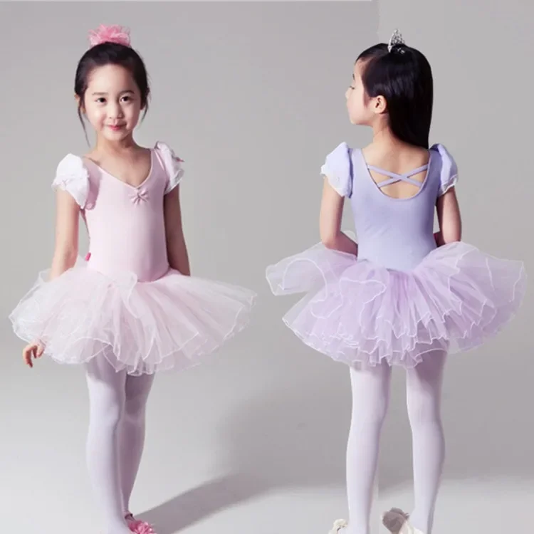 Summer Stage Tutu Ballet Dresses Black White Children's Dance Practice Girls Dress Vestido Clothes Kids Outfit Casual Robe Fille