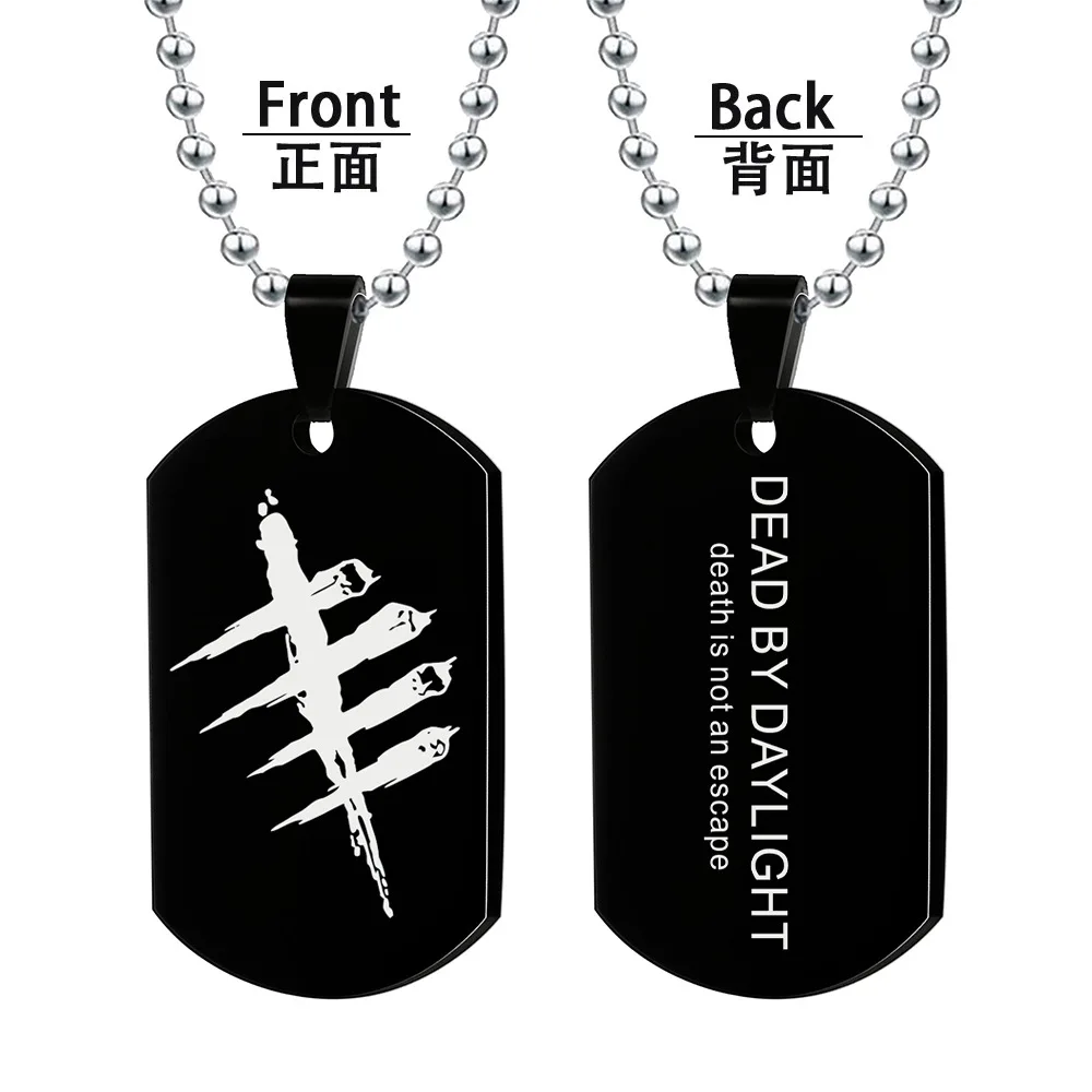 MIQIAO Dead by Daylight Stainless Steel Titanium Army Badge Pendant Chains Necklace for Men Boys Women Friends Gift Goth Choker