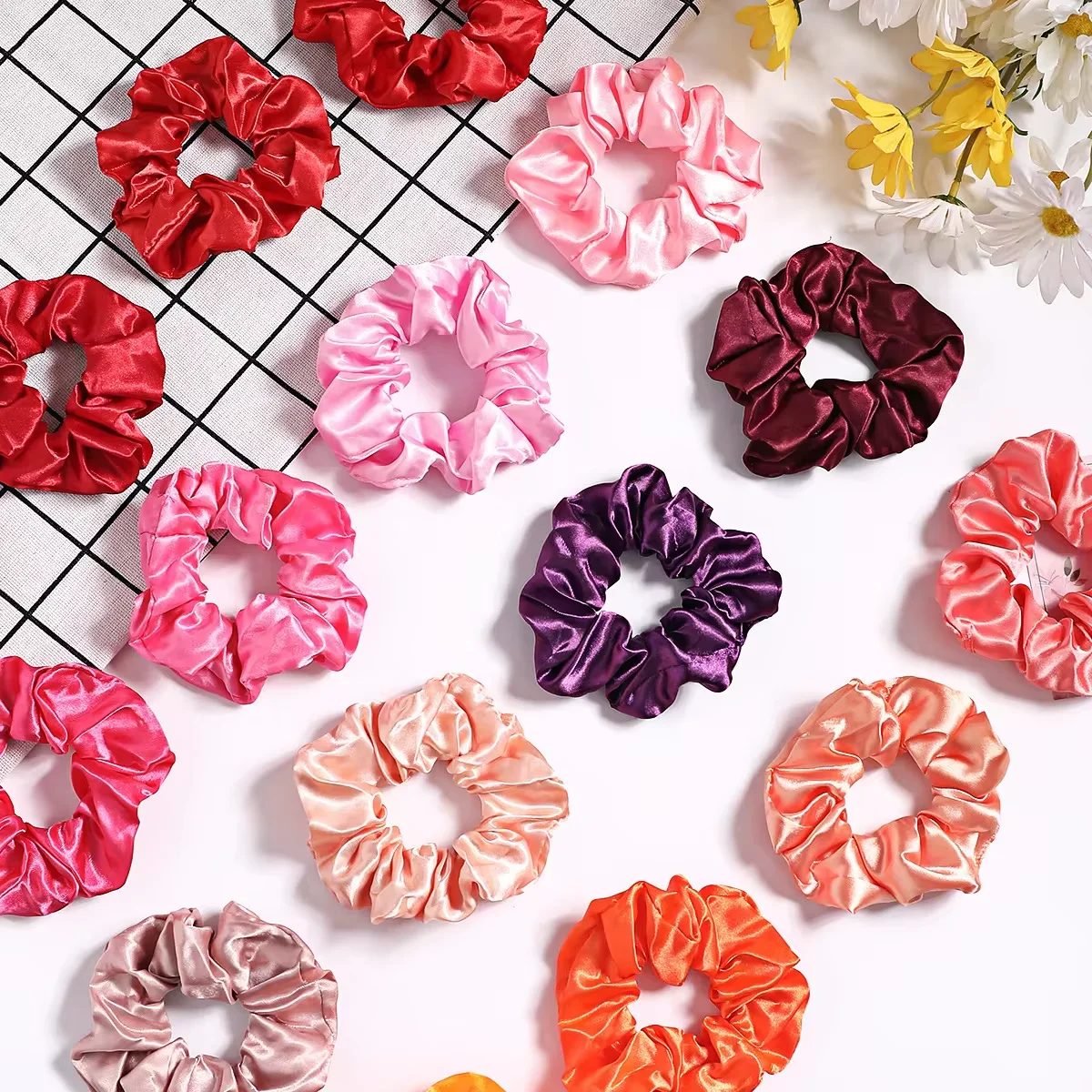 10/30/50PCS Elegant Satin Hair Scrunchies Girls Elastic Rubber Hair Band Solid Color Ponytail Holder Ties Hair Accessories