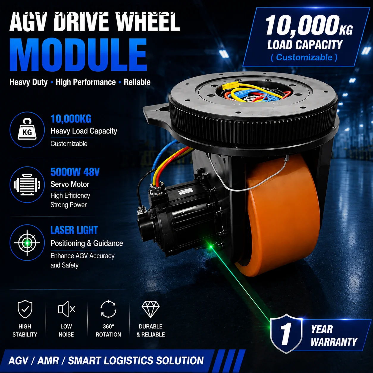 5000w 10T Load Polyurethane agv Wheel Horizontal Steering Wheel Heavy Duty Wear Resistance