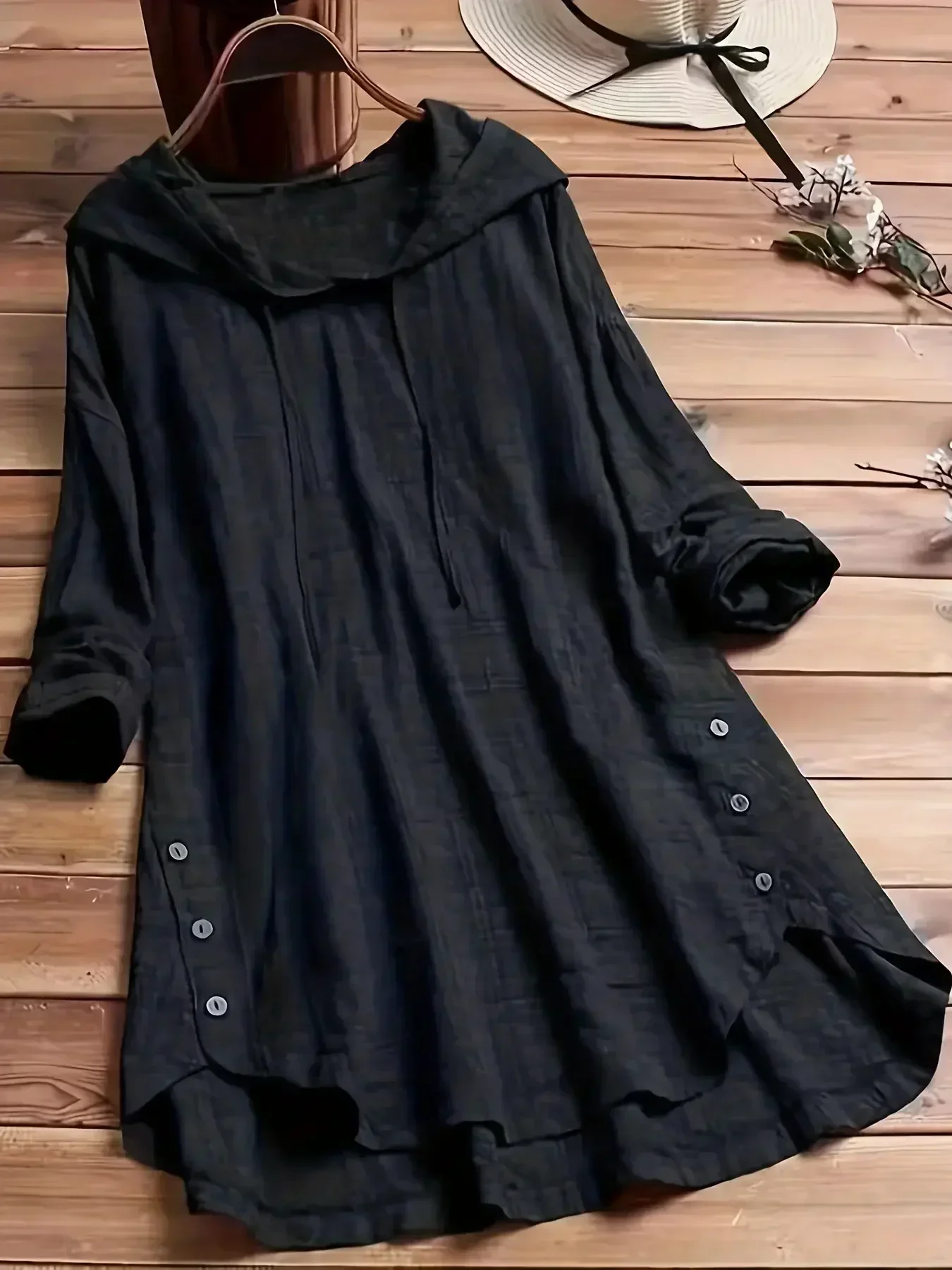 حجم كبير 1XL-5XL المرأة عادية مقنع قميص فضفاض موضة منقوشة مطبوعة بأكمام طويلة البلوز قميص فضفاض متعدد الاستخدامات