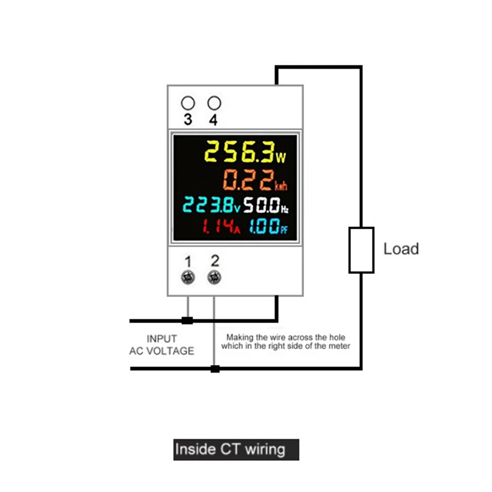 AC88-4X Din Rail AC Monitor 6IN1 40-300V 100A Voltage Current Power Factor Active KWH Electric Energy Frequency Meter
