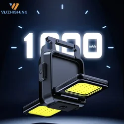 Luz de trabajo de bolsillo LED COB, minillavero plegable de 1000LM, 7 modos, recargable por USB, IPX4, impermeable, para acampar al aire libre y senderismo