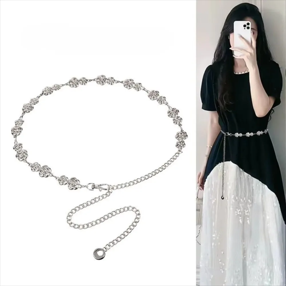 トレンディで多用途なメタルウエストチェーン ​   ゴールド/シルバー調整可能 ​ ヴィンテージウエストアクセサリー ​   レトロ ​ 装飾スカートチェーン ​   女性向け