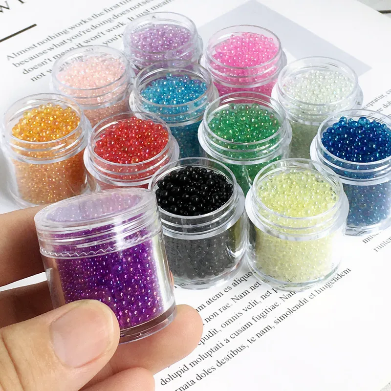 1Jar 10ml DIY 3D Caviar Nail Art Rhinestones 3D Decoration Mini Micro Glass Beads For Nail Care No Hole Mixed Crystal Balls