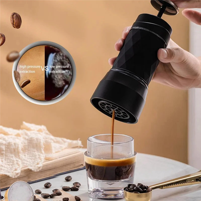 Espresso Coffee Maker Hand Press Capsule Ground Coffee Brewer Portable Coffee Machine Fit Coffee Powder Coffee Capsule