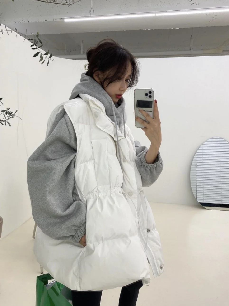 Damesbroodjas Jaet Opstaande Kraag Losse Afslankende Dstring Taille Rits Warm dons Katoenen Vest Bovenkleding