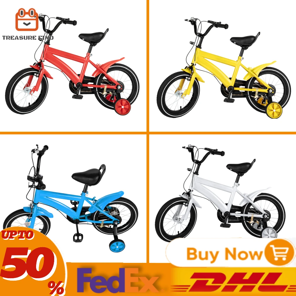 14 Inch Children Bike Boys Girls Toddler Bicycle Adjustable Height Kid Bicycle for  2-4 Years Old