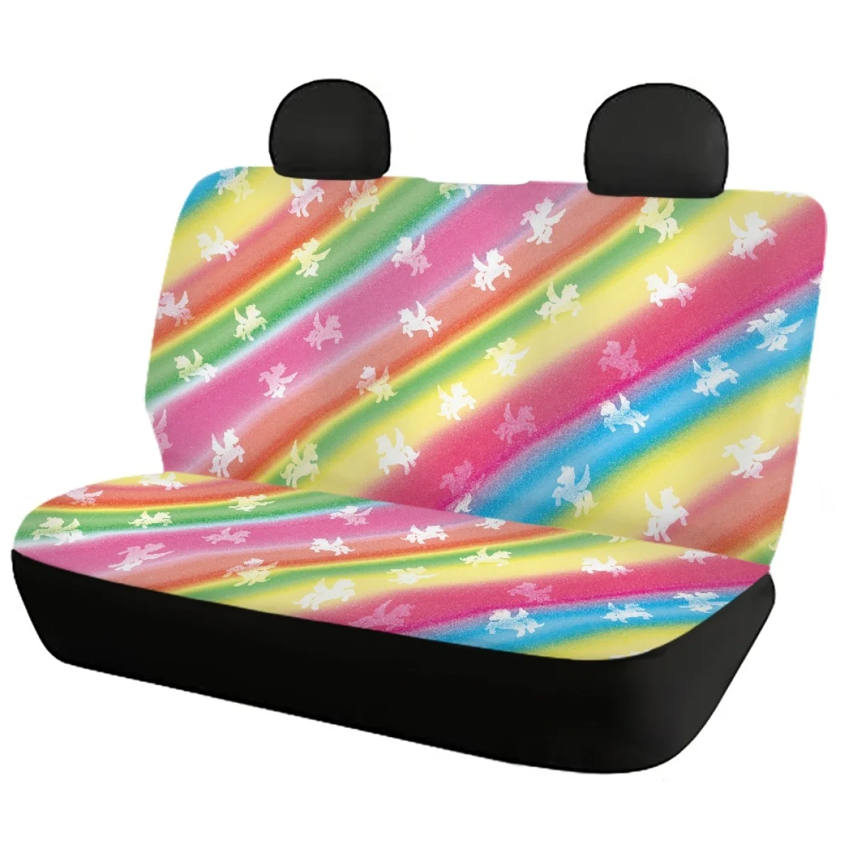 Rainbow with Pony Print Universal Seat Covers for Car Comfortable Auto Interior Seat Covers Front &back Seat Cover Only Set of 4