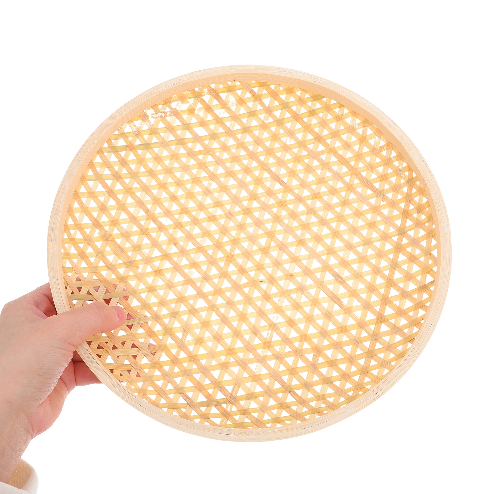 

Bamboo Storage Basket Large Size Woven Fruit Basket Tray Reusable Portable Snack Tray Home Fruits Plate Dessert Plate Serving