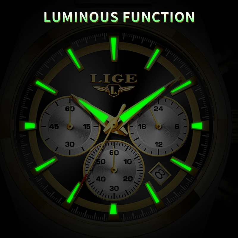 LIGE Sport Quartz Wristwatches For Men Fashion Military Waterproof Watch Men Top Brand Luxury Luminous Chronograph Reloj Hombre