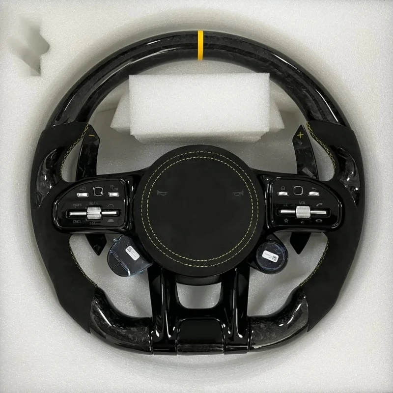 

With Piano Black Trim Full Leather Steering Wheel for Benz W211 W169 W177 W221 GLS X167 GLA45 X156 Gle 53 AMG GT 2023