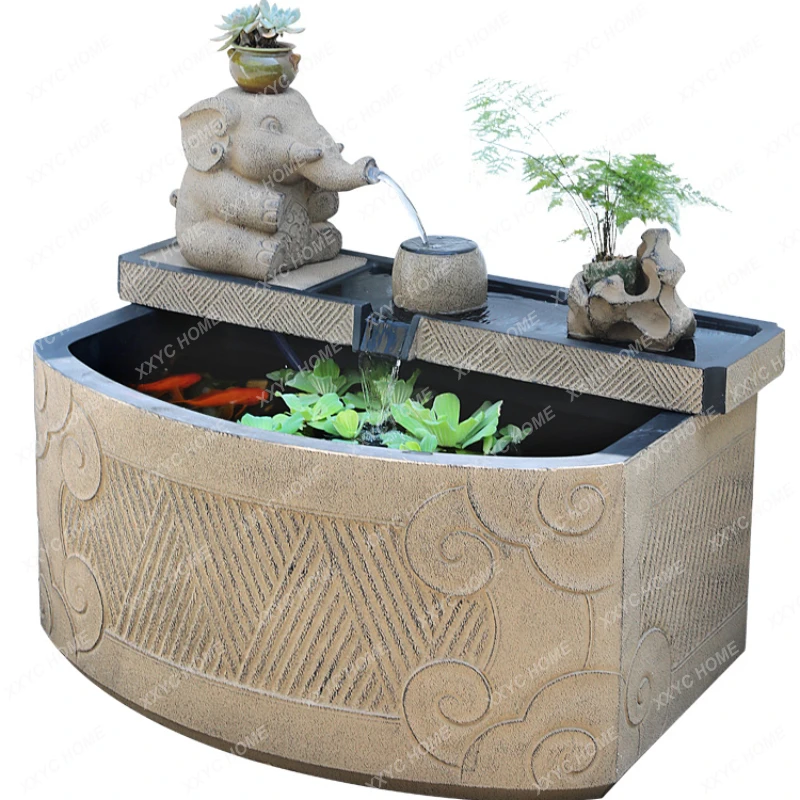 Outdoor Floor Water Fish Tank New Chinese Style Courtyard Terrace Top Floor Creative Decoration