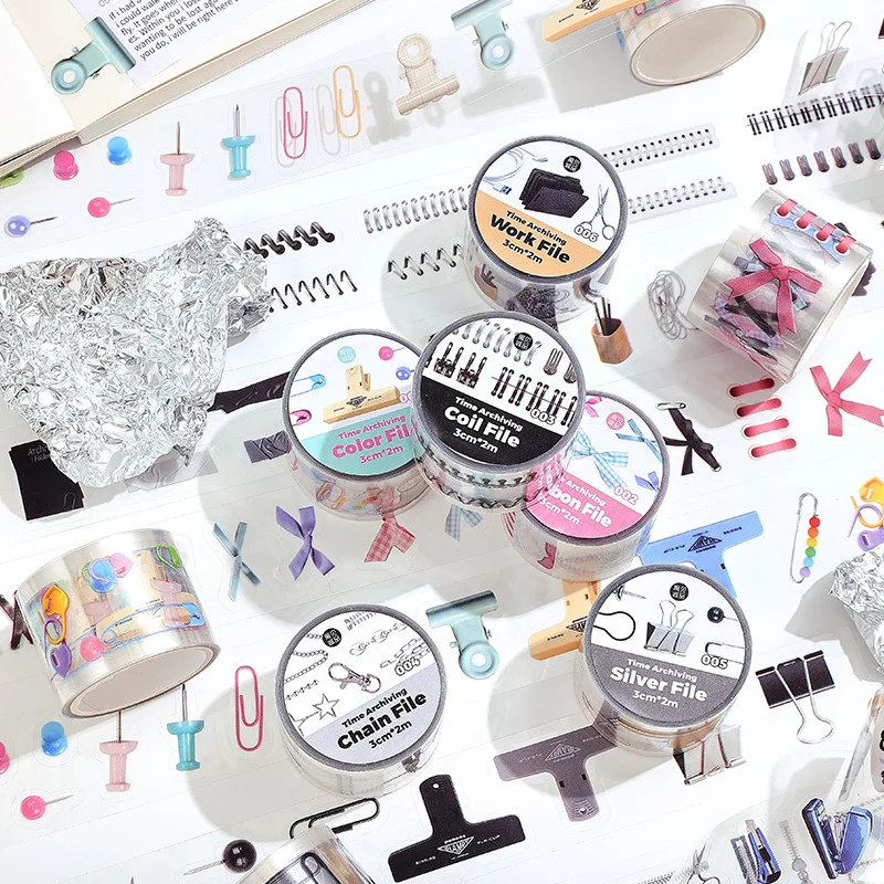 Kawai Time Archiving Series The Second Edition of Handbook Tools 6 Types of DIY Handbook Backing Stickers Office School Supplies