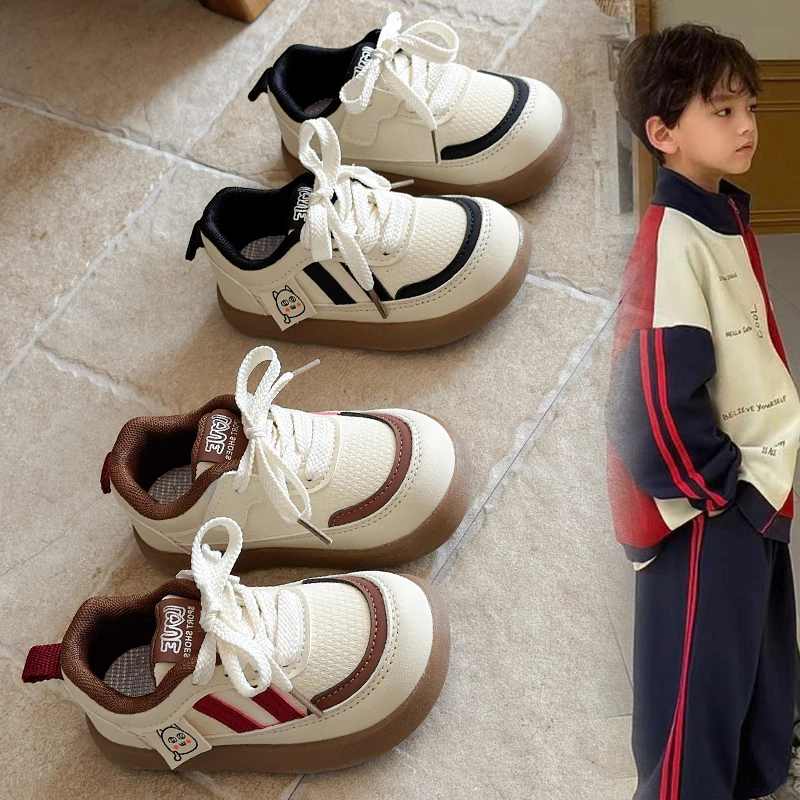 

2026 New Fashion Children's Training Shoes Boys Girls Sports Board Shoes Casual Girls White Shoes Soft Sole Baby Sneakers