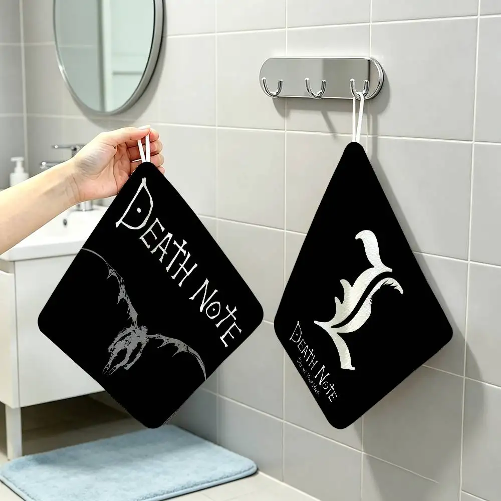 Anime Death Note  Hanging Style Hand Wiping Towel Polyester Cotton Anti-fade For Indoor Kitchen Living Room