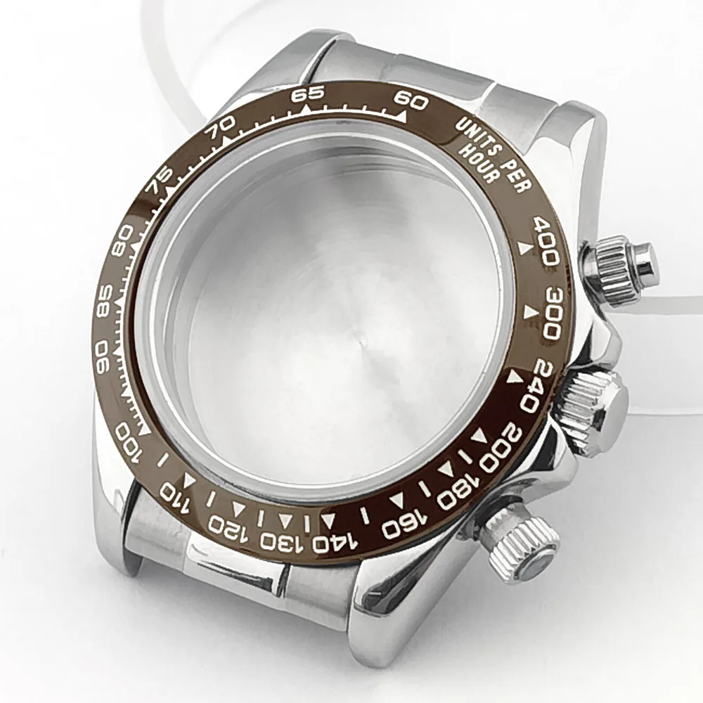 39,3-mm-Uhrgehäuse aus Metall, Gummiarmband, Saphirglas, passend für das VK63-Uhrwerk, silberfarben, roségoldfarben, schwarz, Uhrenzubehörteile, kann zusammengebaut werden. – Detail 17