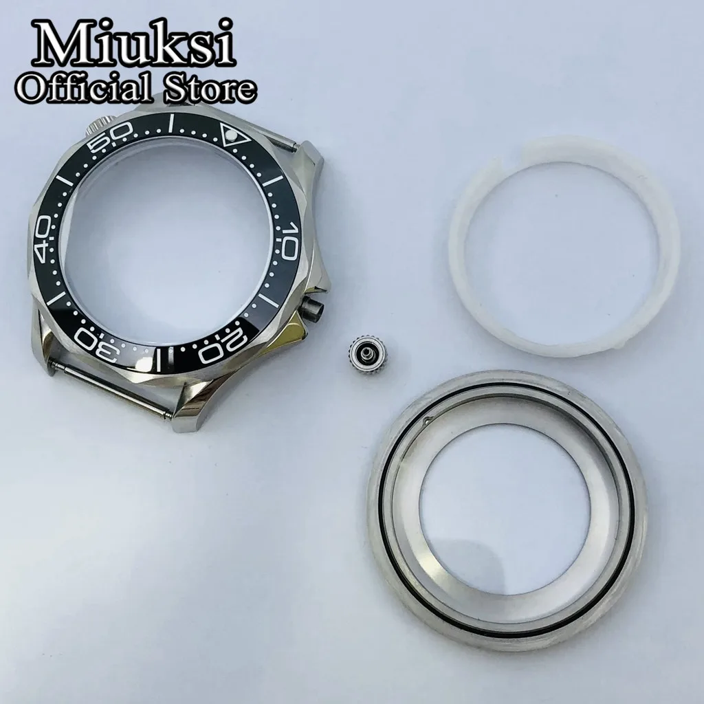 Miuksi 41mm silver watch case sapphire glass fit NH35 NH36 NH34 Miyota8215 8205 821A Mingzhu DG 2813 3804 movement