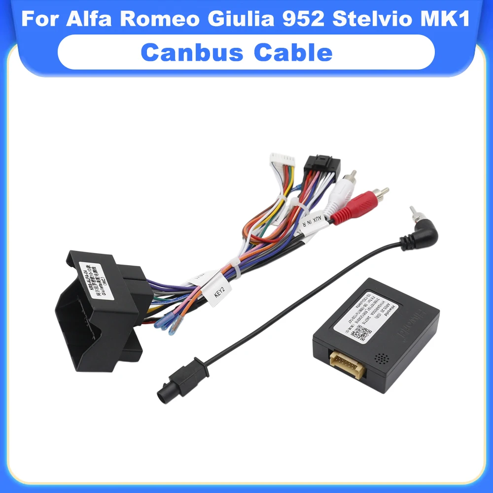 16 Pin Radio Quadlock Wiring Harness for Alfa Romeo Giulia 952 Stelvio MK1 CanBus Decoder Android Multimedia Cable Adapter