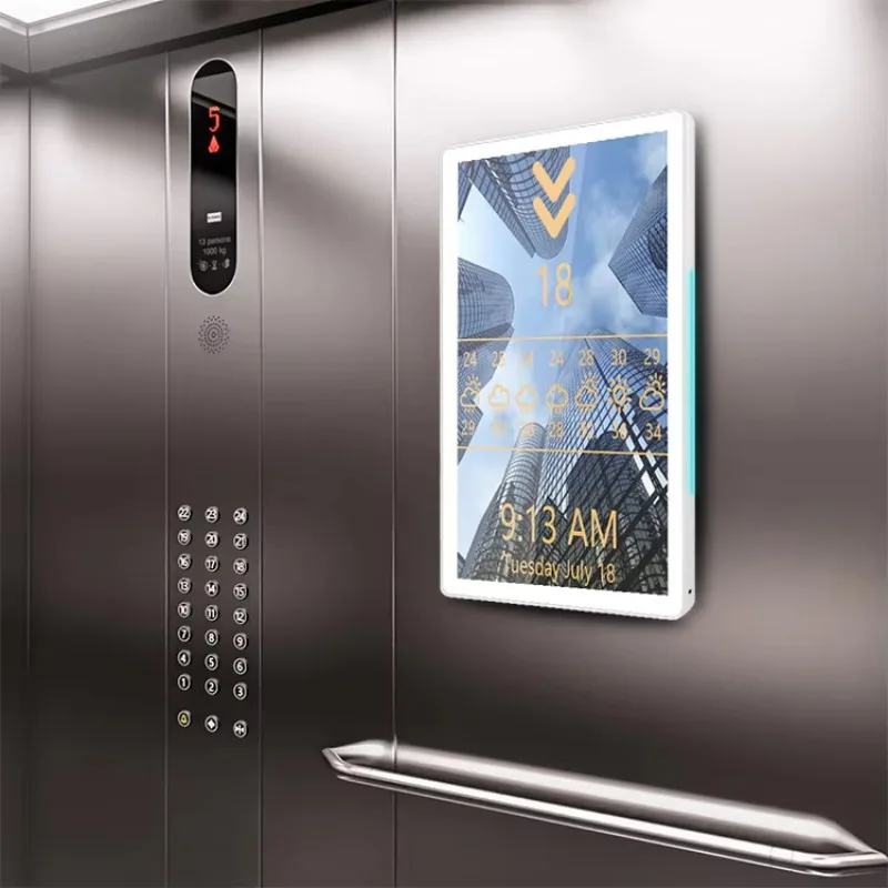 Anti-Theft Wifi Elevator Advertising Display Screen Lcd Touch Screen Panel Elevator Digital Signage Player Display for Elevator