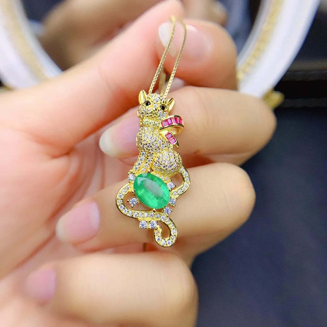 

Emerald Tanzanite Silver 925 Jewelry Women's Gem Pendant 925 Sterling Silver Women's Luxury Necklace Free Christmas shipping